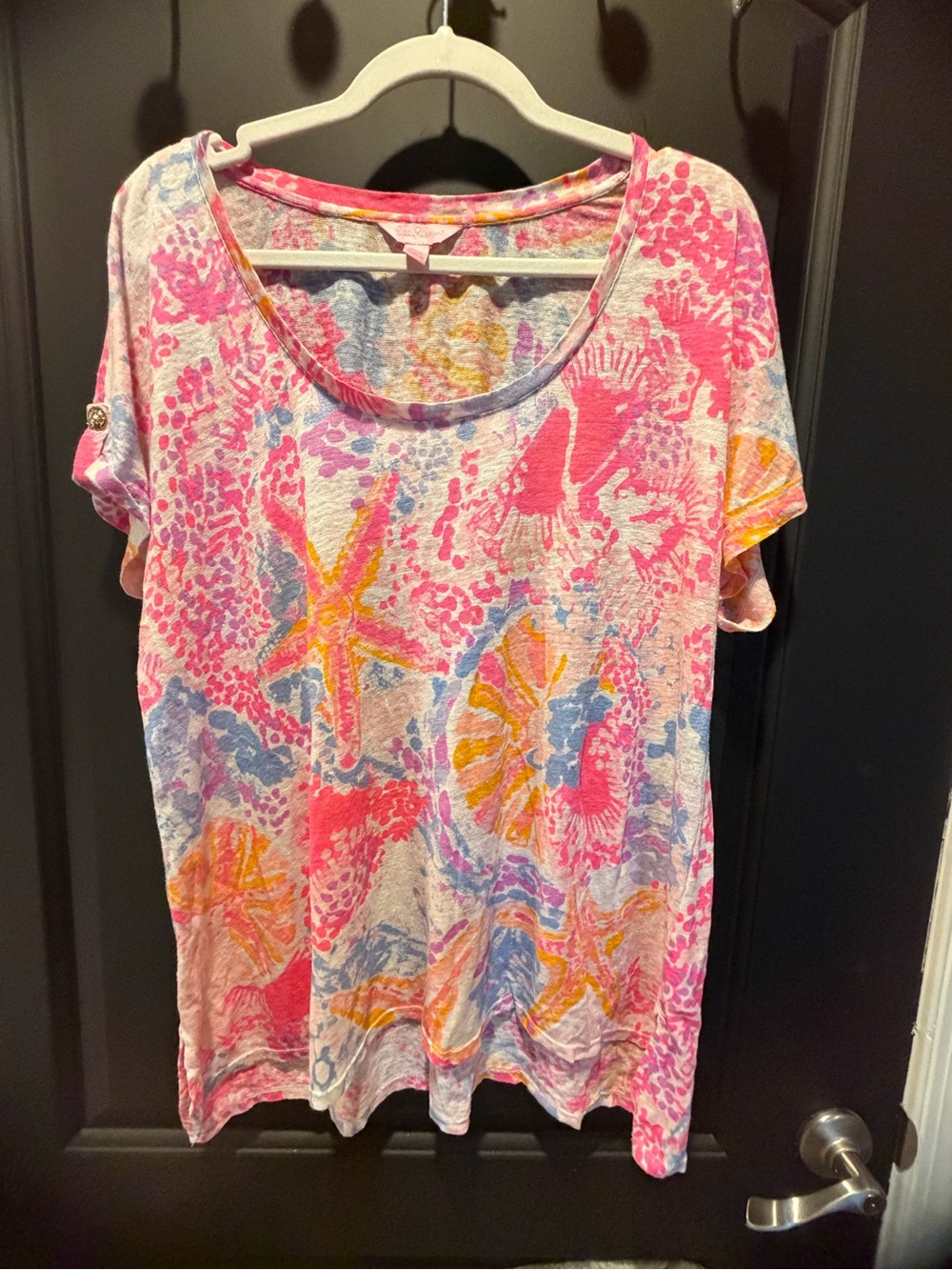 Lilly Pulitzer Pink Multicolor Short Sleeve Seashell Print Tee